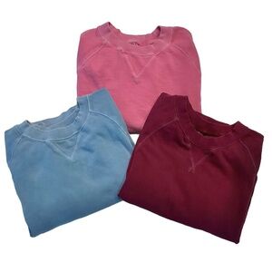 Set of 3 Old Navy XS Vintage Crew Neck Sweatshirt Blue Pink Burgundy Sweatshirts